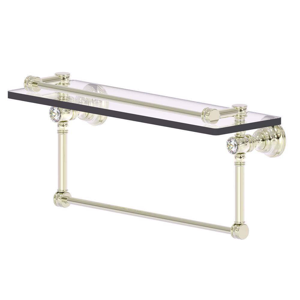 Carolina Crystal Collection 16 in. Gallery Glass Shelf with Towel Bar in Polished Nickel price history on PriceWatchPro