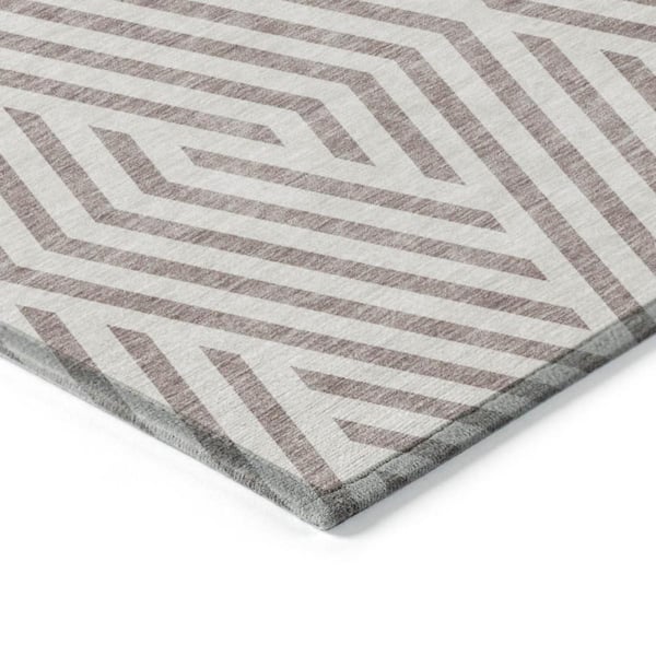 Taupe and Ivory 2 ft. x 3 ft. Woven Geometric Rectangle Indoor/Outdoor Area Rug