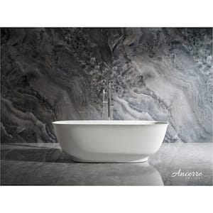 Fiore 67 in. x 29.5 in. Solid Surface Soaking Bathtub with Center Drain in White