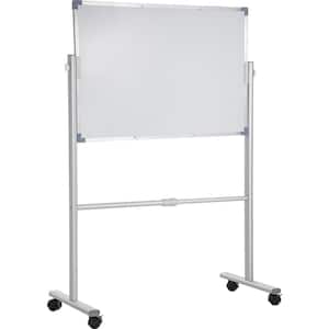 Mobile Magnetic Whiteboard, 43.3 in. x 36 in. White Rolling Dry Erase Board with Aluminum Framed, Memo Board