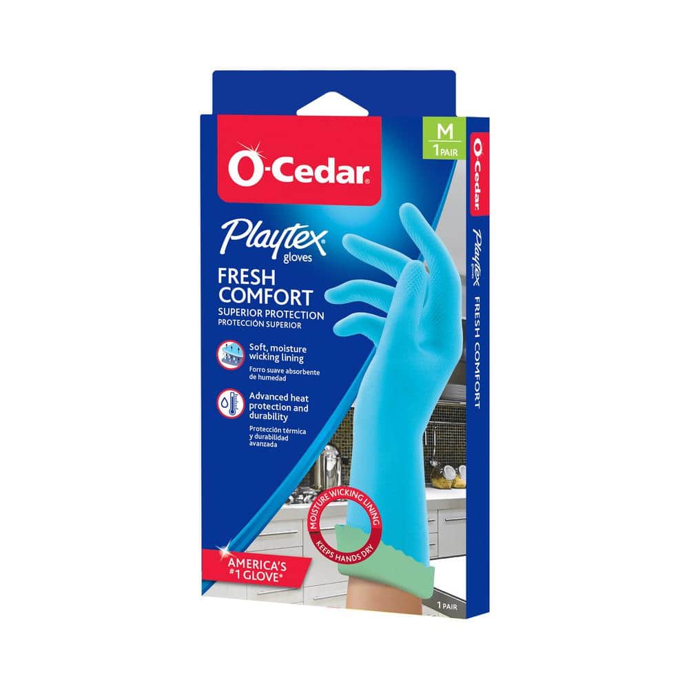 O-Cedar Playtex Fresh Comfort Blue Latex Gloves, Medium (1-Pair) 163664 -  The Home Depot