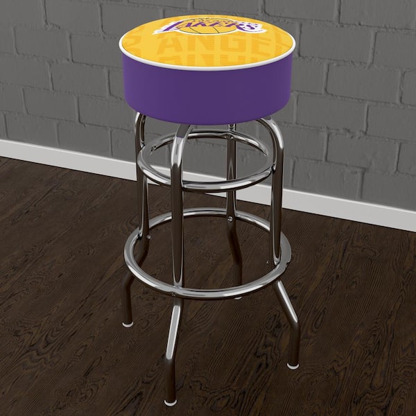Unbranded Los Angeles Lakers City 31 in. Yellow Backless Metal Bar Stool with Vinyl Seat