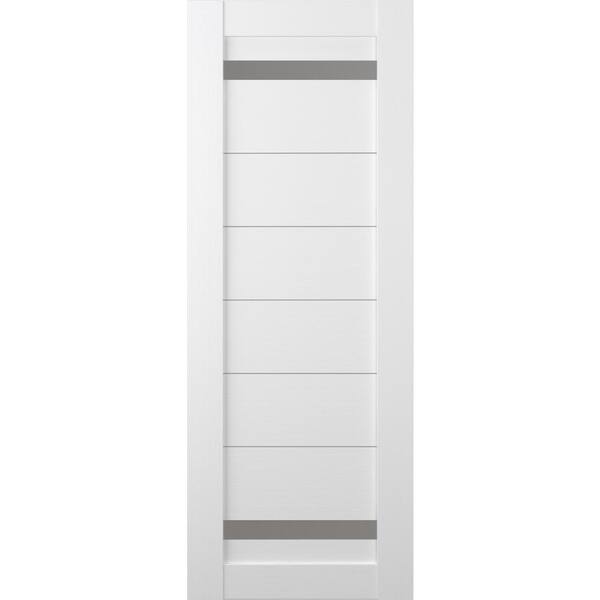 Belldinni Perla 30 in. x 96 in. No Bore 2-Lite Frosted Glass Bianco Noble Solid Composite Core Wood Composite Interior Door Slab