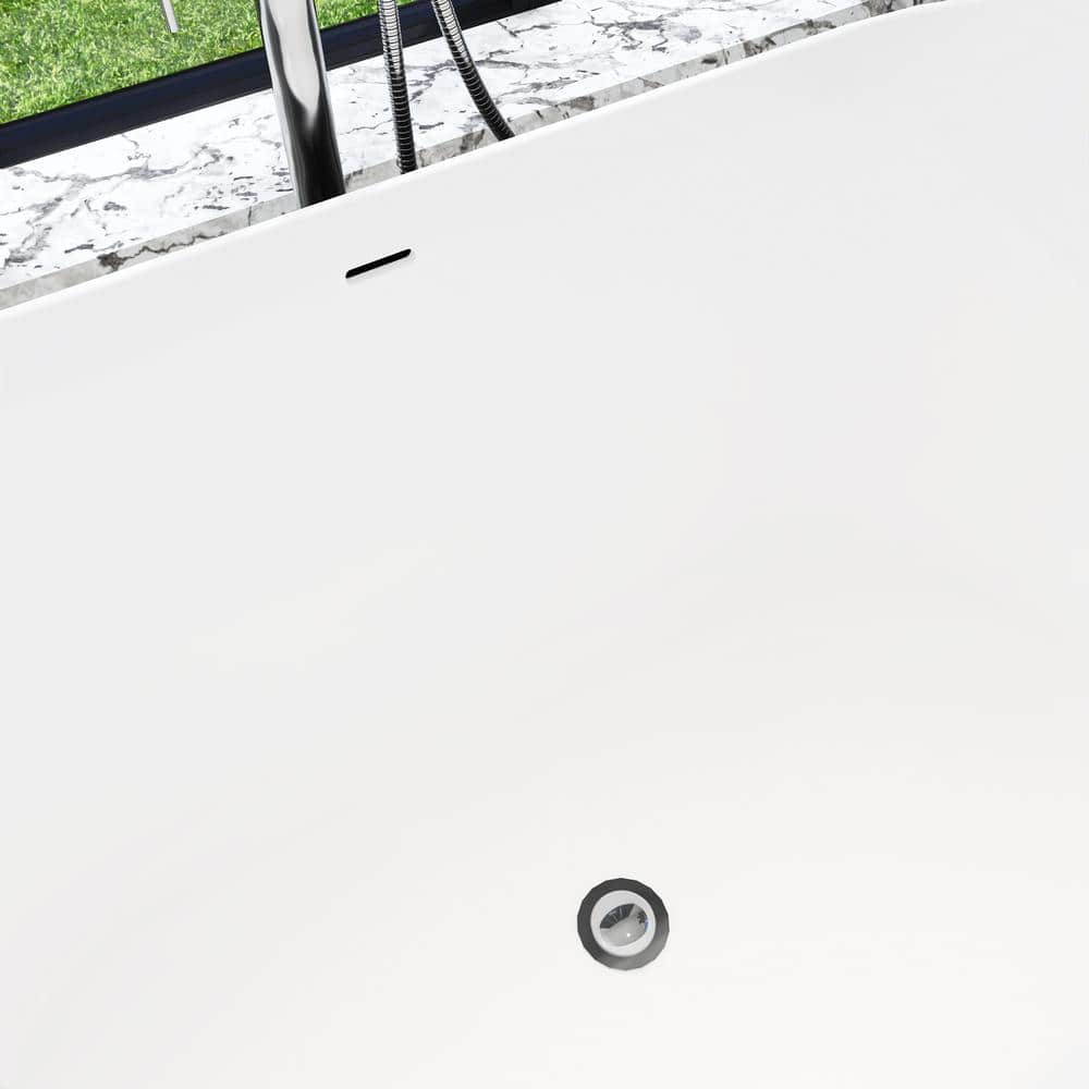 59" Black and White Acrylic Double Slipper Freestanding Bathtub