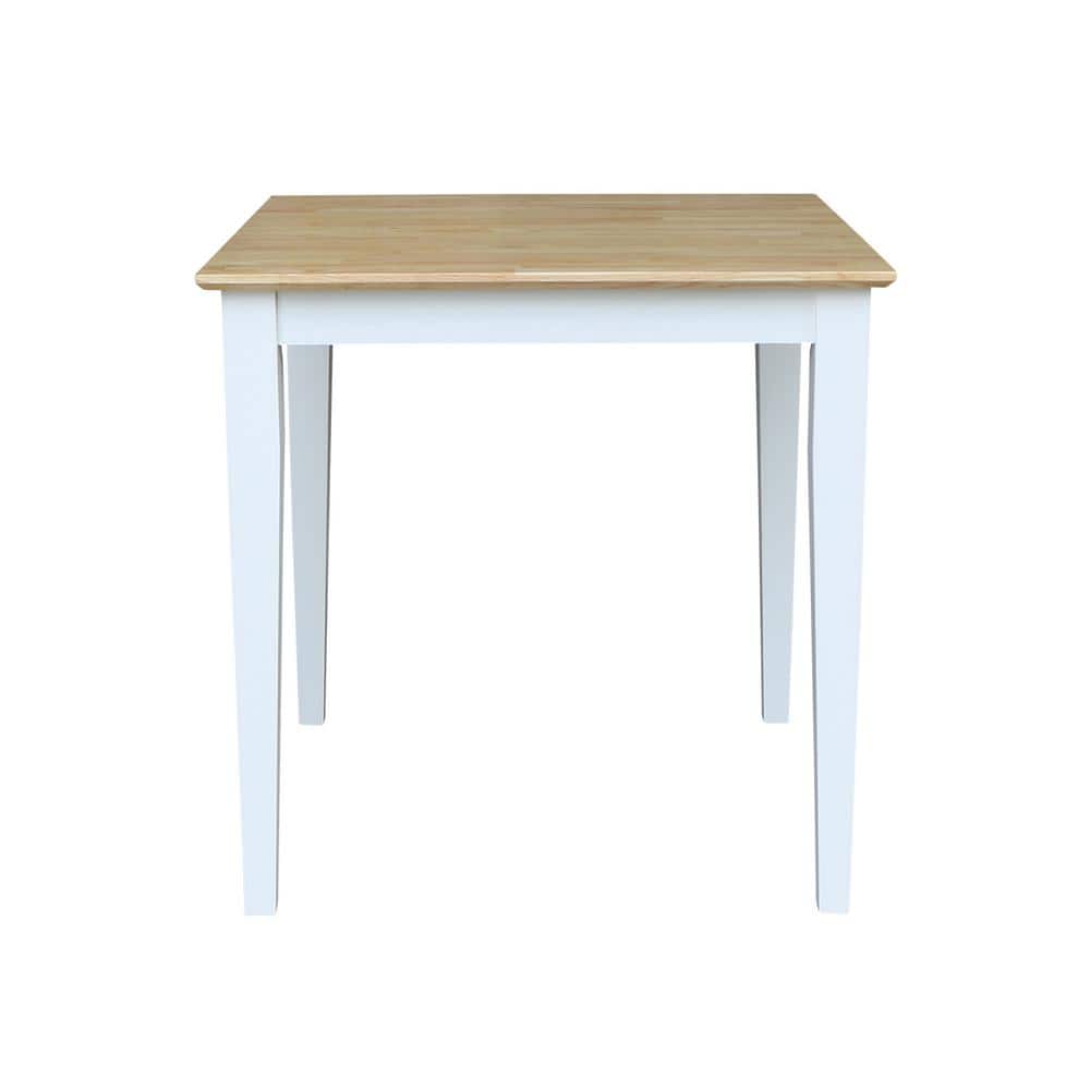 White and Natural Square Wood Dining Table