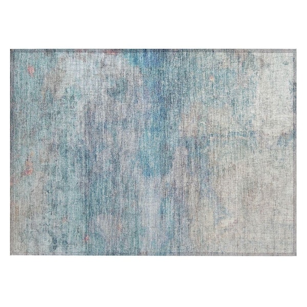 Chantille Machine Washable Indoor/Outdoor Abstract ACN2100 Aqua 1 ft. 8 in. x 2 ft. 6 in. Accent Rug