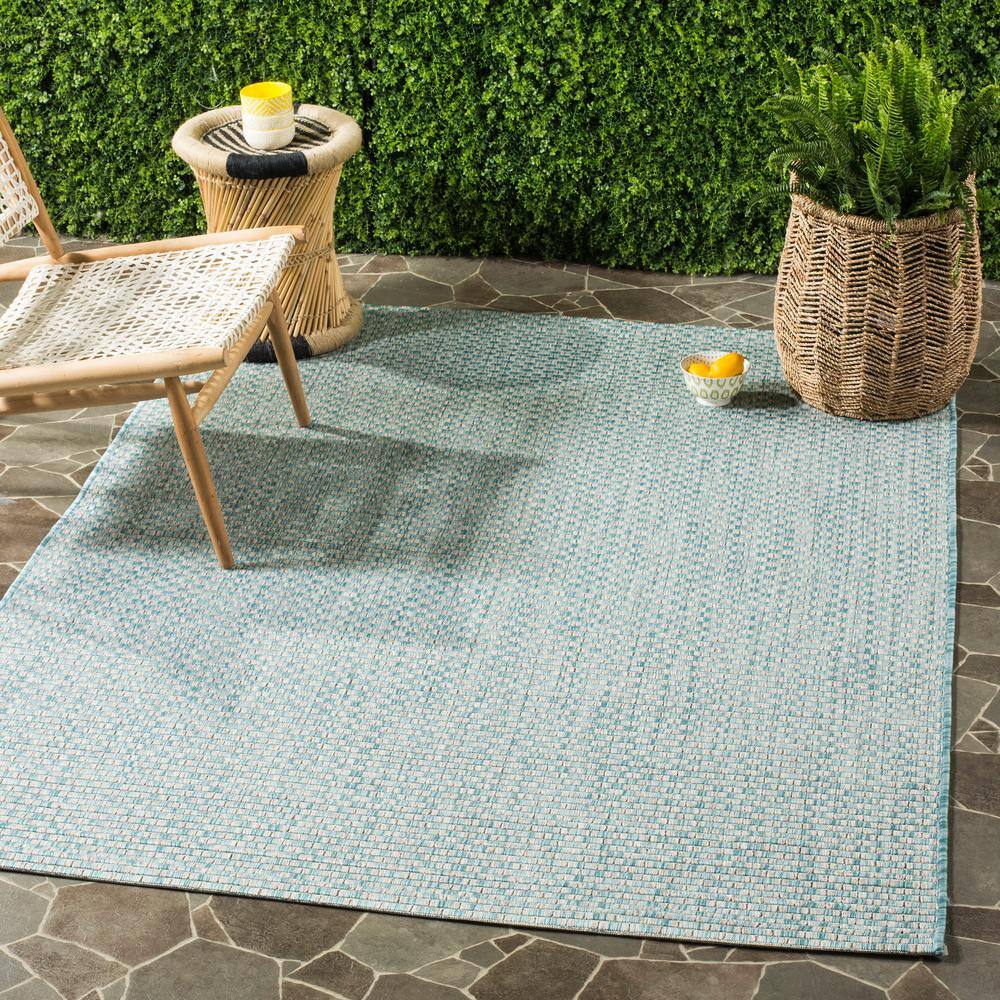 Light Blue and Grey Rectangular Synthetic Outdoor Area Rug