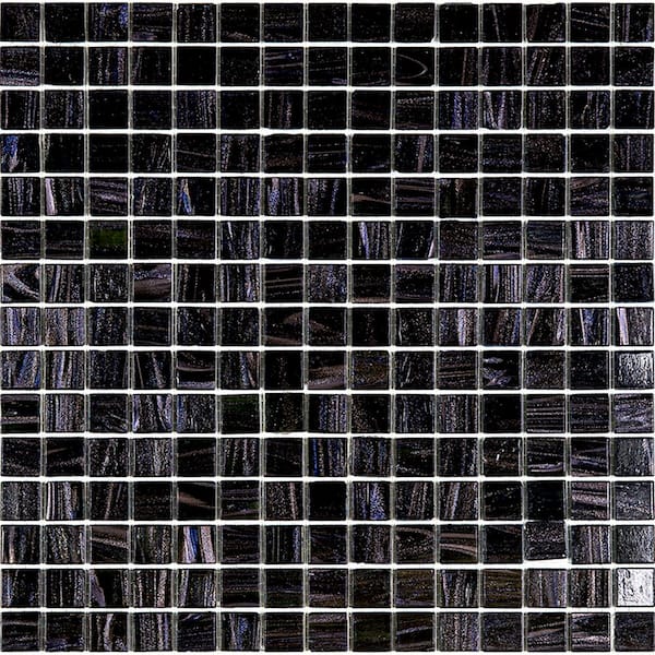 Apollo Tile Celestial Glossy Oil Black 12 in. x 12 in. Glass Mosaic Wall and Floor Tile (20 sq. ft./case) (20-pack)