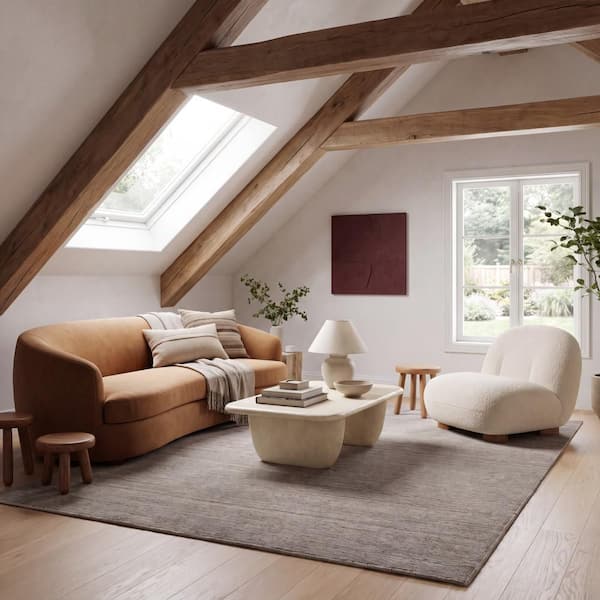 Elanisse Solid Wool Area Grey 5 ft. x 8 ft. Indoor Area Rug