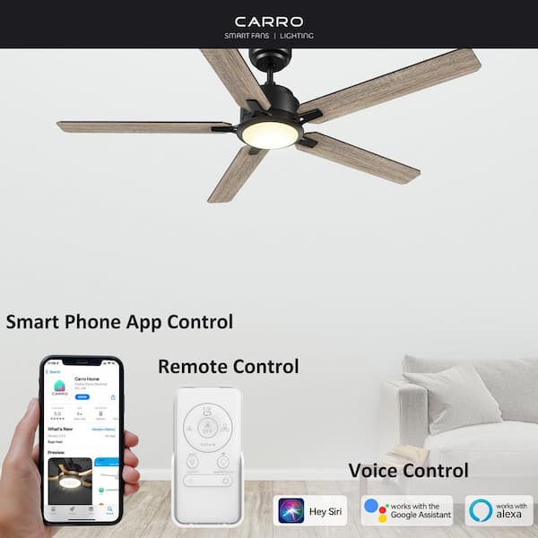CARRO Essex II 60 in. Dimmable LED Indoor/Outdoor Black Smart Ceiling Fan with Light and Remote, Works with Alexa/Google Home