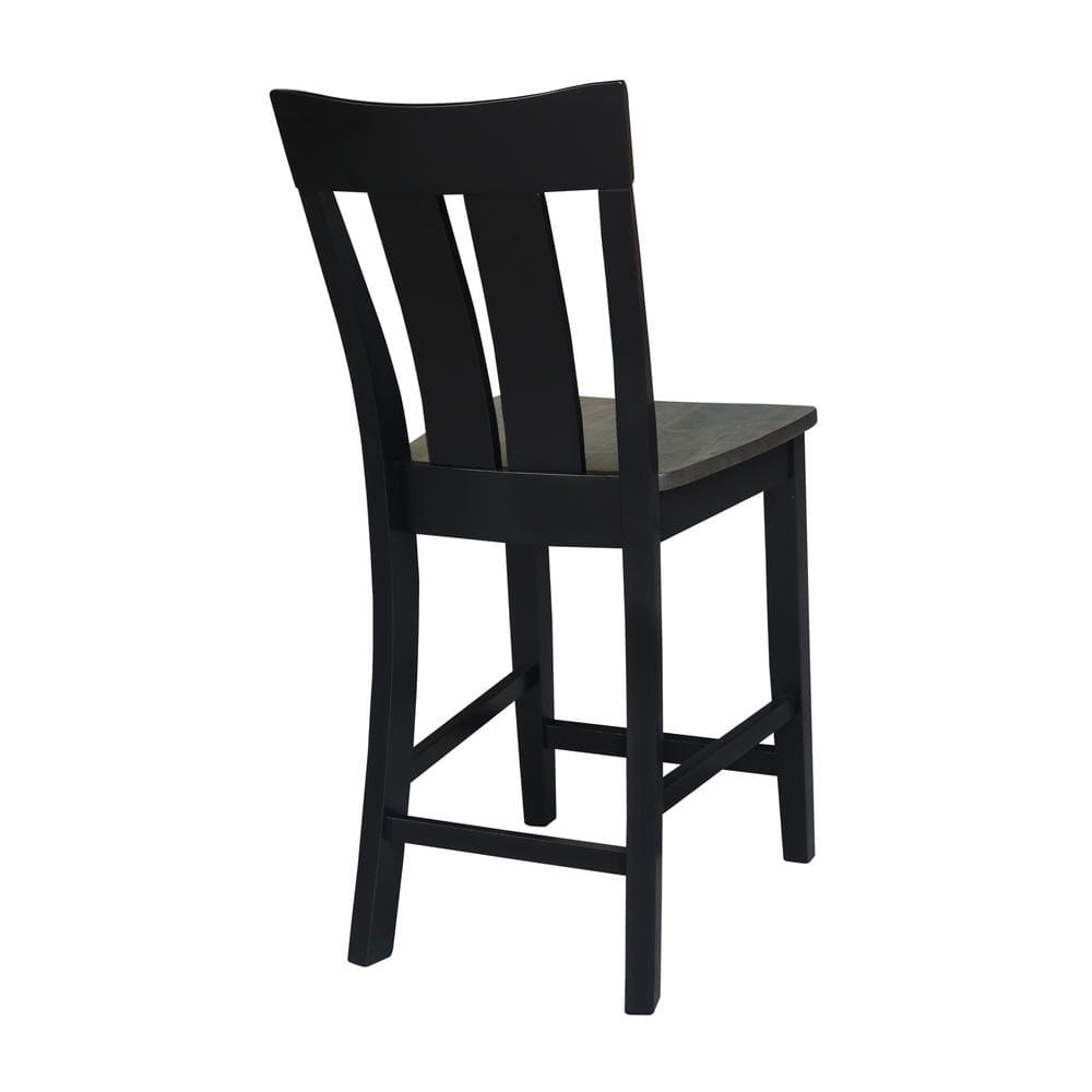 Ava 24" Coal Solid Parawood Traditional Counter Stool