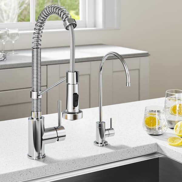 Bolden Single Handle Pull-Down Kitchen Faucet and Purita Beverage Faucet in Polished Chrome