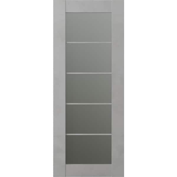 Belldinni Vona_5 24 in. W x 80 in. H Solid Composite Core 5 Lite Frosted Glass Light Urban Prefinished Wood Interior Door Slab
