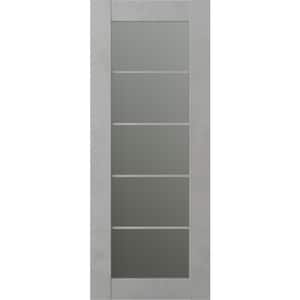 Vona_5 36 in. W x 80 in. H Solid Core 5 Lite Frosted Glass Light Urban Prefinished Wood Interior Door Slab