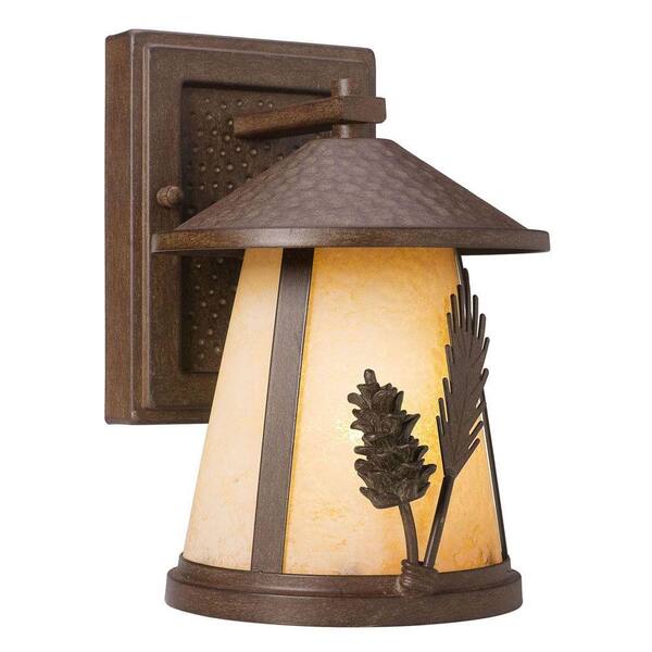 Hampton Bay Lodge 1-Light Weathered Spruce Outdoor Wall Lantern Sconce