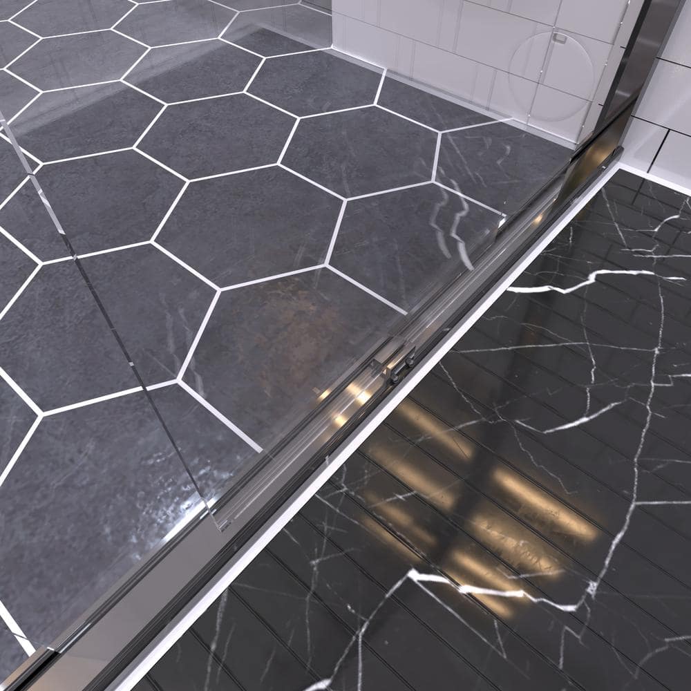 34''-35.5'' Black Aluminum Frameless Bi-Fold Shower Door
