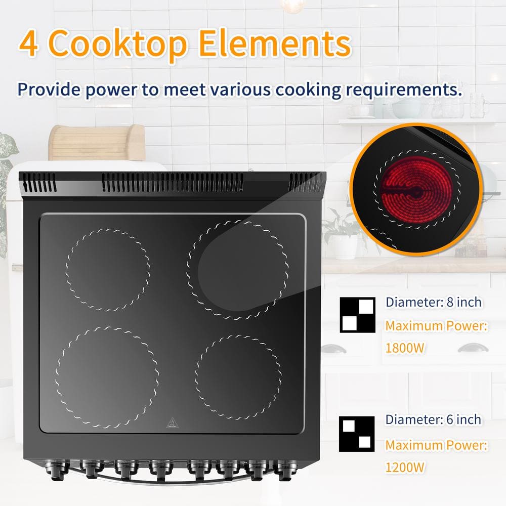 Lanbo 24" Black Freestanding Electric Range with Convection and Warming Drawer