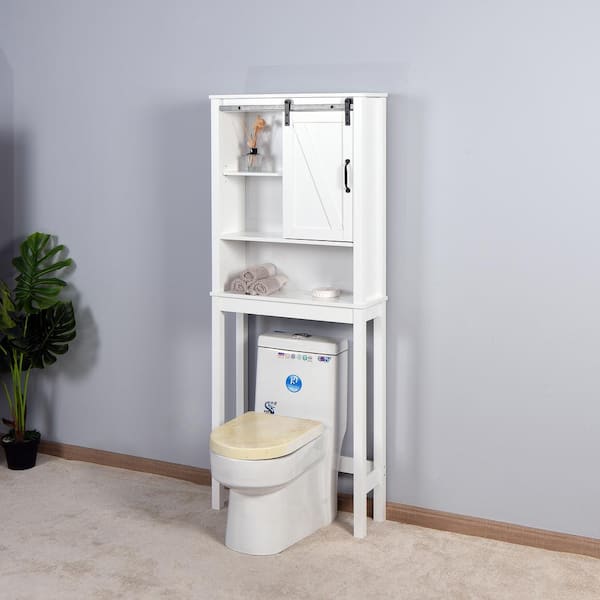 Bathroom Space Saver Carved Top Toilet Rack with Adjustable Shelf
