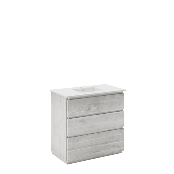 Fresca Formosa 36 in. Single Sink Freestanding Rustic White Bath Vanity with White Quartz Top and Undermount Ceramic Sink