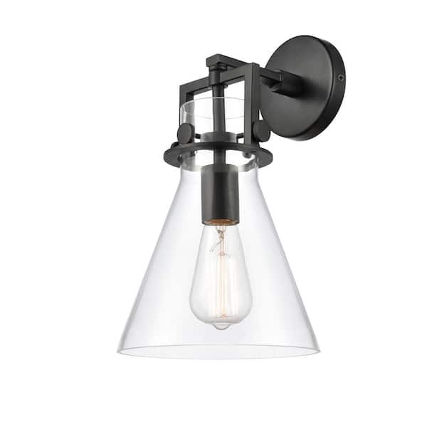 Innovations Newton Cone 1-Light Matte Black Wall Sconce with Clear Glass Shade