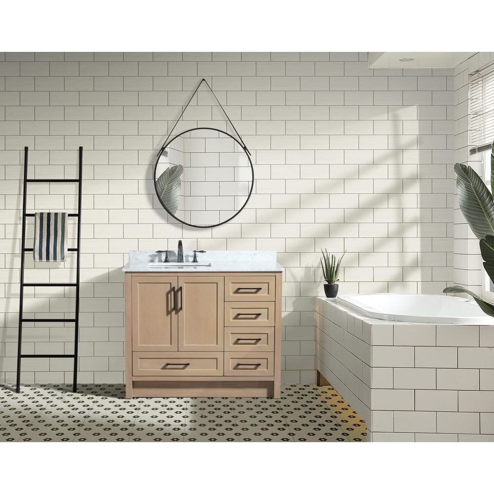 Huntington 42" Oak Gray Bathroom Vanity with Carrara Marble Countertop