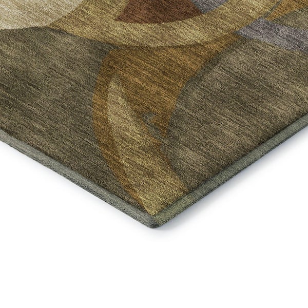 Mayfield Premium Machine Washable Abstract AMF2167 Brown 2 ft. x 7 ft. Runner Rug