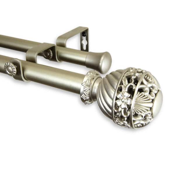 Rod Desyne Lanette 160 in. - 240 in. Adjustable 1 in. Dia Double Curtain Rod in Light Gold