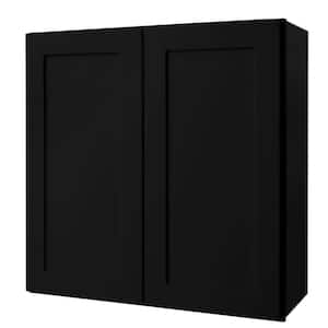 Avondale 30 in. W x 12 in. D x 30 in. H Ready to Assemble Plywood Shaker Wall Kitchen Cabinet in Raven Black