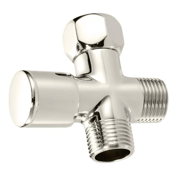 Westbrass 1/2 in. IPS Shower Arm Diverter Valve for Hand Held Showerhead and Fixed Spray Heads, Polished Nickel