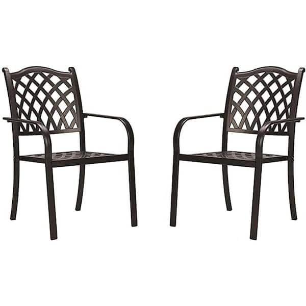 Unbranded Black Stackable Elegant Metal Patio Outdoor Dining Chair(2-Pack)