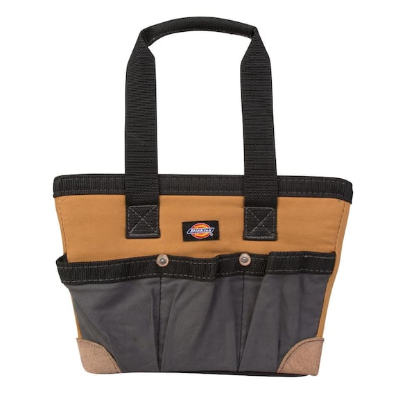 Dickies 12 in. Soft Sided Construction Work Bin Tool Tote, Grey/Tan