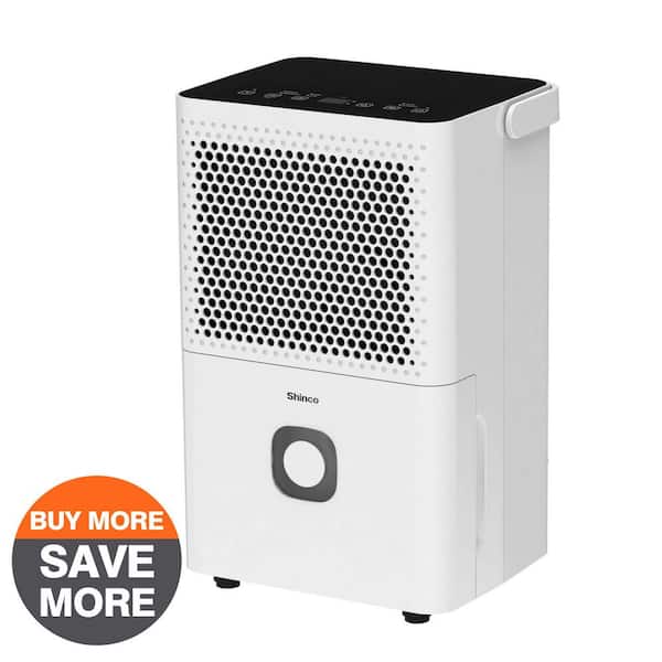 Edendirect 30 pt. 1,500 sq.ft. Portable Dehumidifier in White with Auto Defrost, Dual Filters, Variable Speeds, Continuous Run