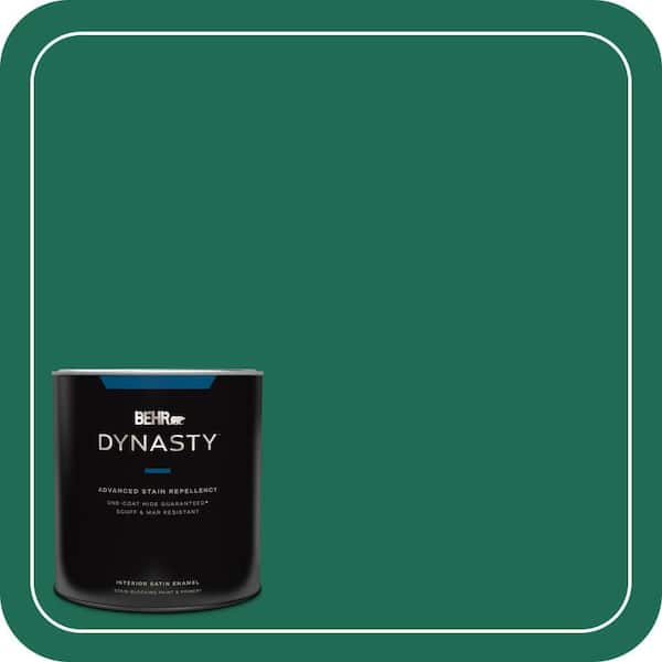 BEHR DYNASTY 1 qt. #P430-7 Sparkling Emerald Satin Enamel Interior Stain-Blocking Paint and Primer