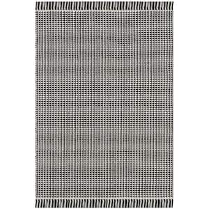 Montauk Ivory/Black 3 ft. x 5 ft. Multi-Striped Solid Area Rug