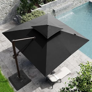 10 ft. x 10 ft. Double Top Cantilever Patio Umbrella in Black