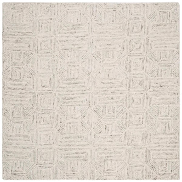 SAFAVIEH Abstract Ivory/Light Blue 8 ft. x 8 ft. Diamond Geometric Square Area Rug