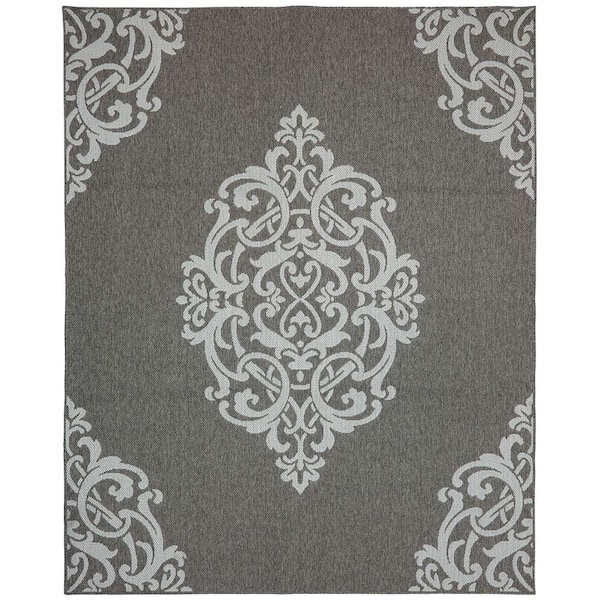 Mohawk Home Paloma Silver 5 ft. x 8 ft. Medallion Indoor/Outdoor Area Rug