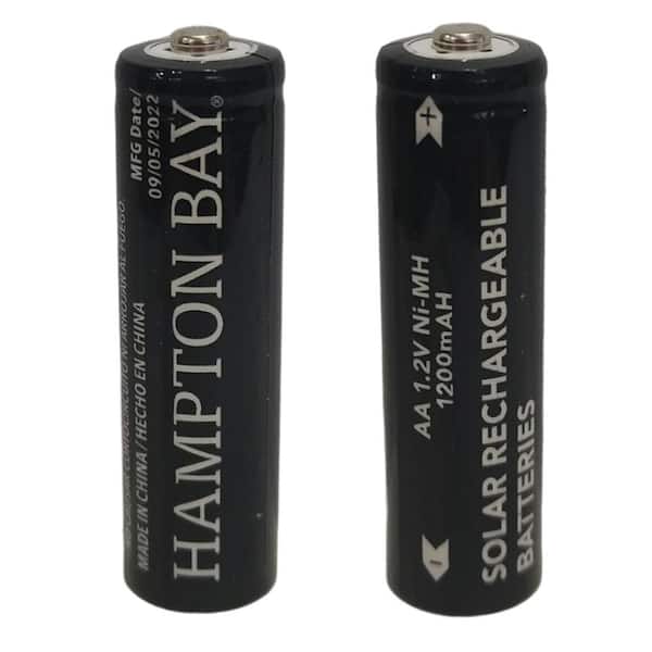 Hampton Bay Nickel-Metal Hydride 1200mAh Rechargeable Solar Batteries AA for Outdoor Solar Light Fixtures (2-Pack)
