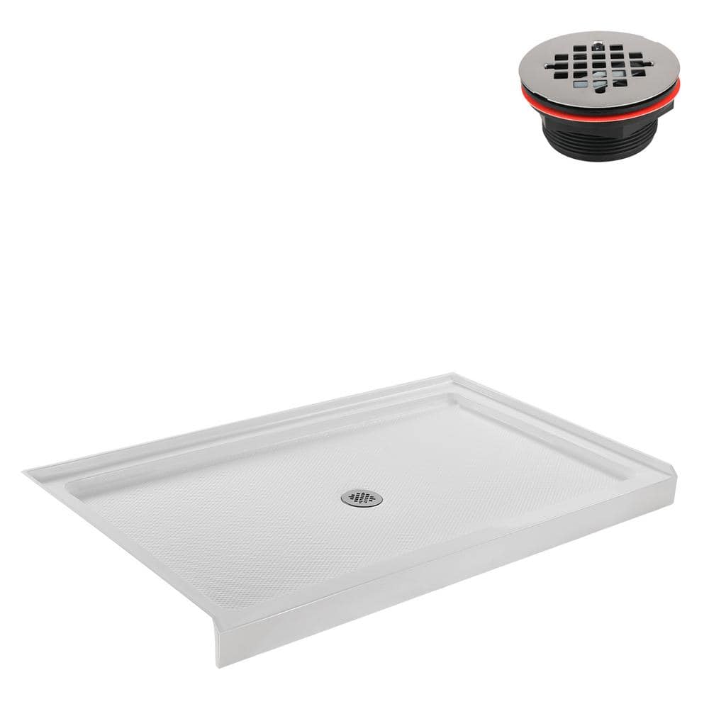 60'' x 36'' Glossy White Acrylic Shower Base with ABS Drain