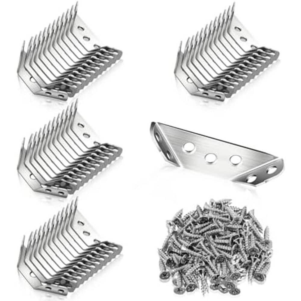 2.68 x 1.18 50-Gauge Stainless Steel Furniture Corner Connector Brace with Screws Triangular Bracket 50 Pack price history on PriceWatchPro