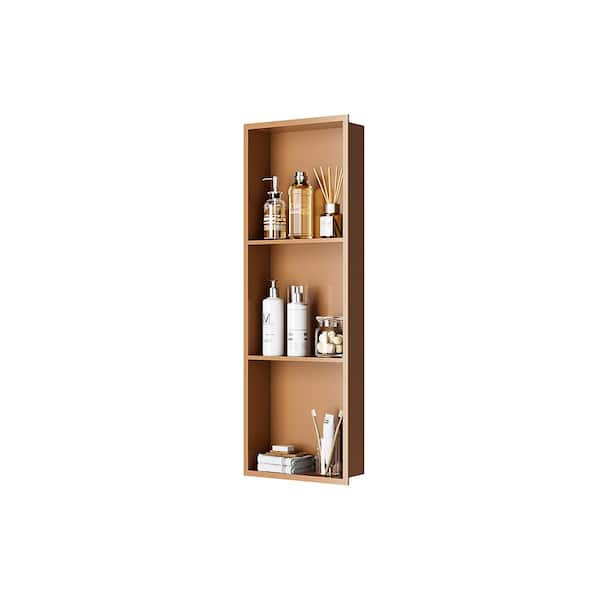 Simple Project 12 X 36 X 4 in. 3Layers Stainless Steel Shower Niche, NO Tile Needed Recessed Niche Shelf for Bathroom Storage Rose Gold
