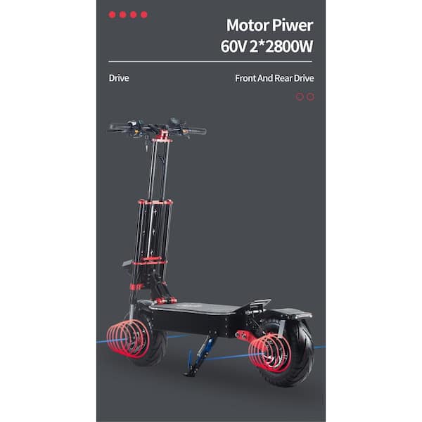 Folding Adults Electric Scooter with 60V 5600W Motor, 30AH Lithium