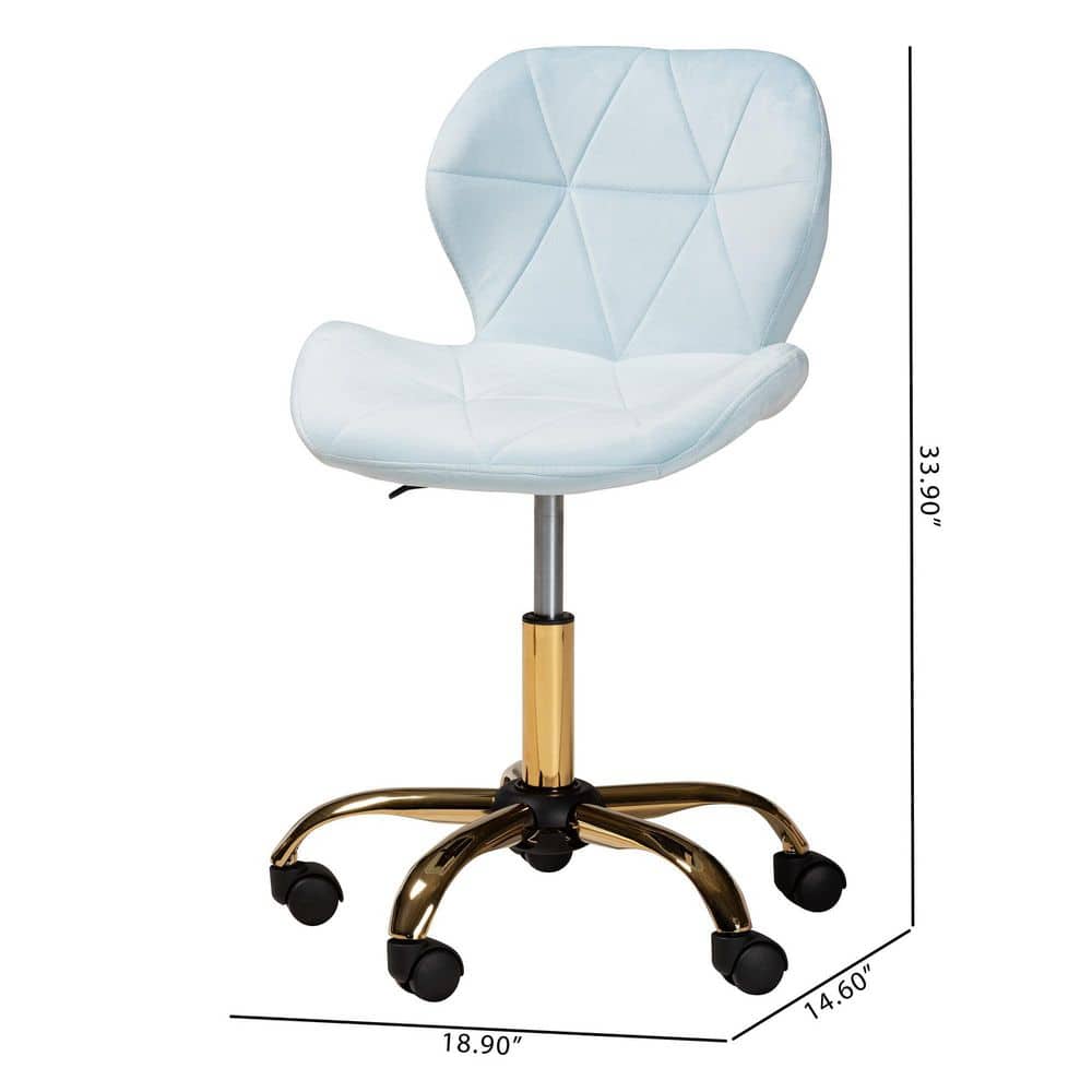 Savara Aqua Velvet and Gold Metal Adjustable Task Chair