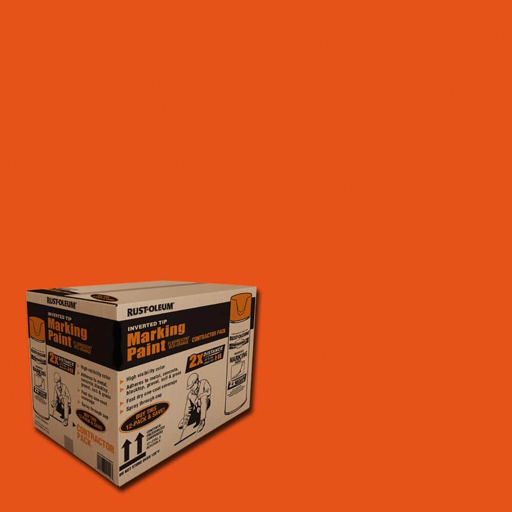 Rust-Oleum Professional 15 oz. 2X Marking Fluorescent Red Orange Contractor  Spray Paint (12-Pack) 266599 - The Home Depot