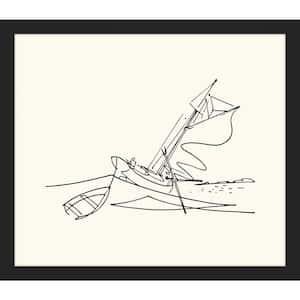 Boating in High Waves Sketch Framed Giclee Sailing Art Print 31 in. x 27 in.