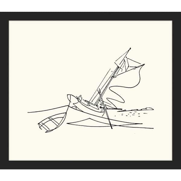 Melissa Van Hise Boating in High Waves Sketch Framed Giclee Sailing Art Print 31 in. x 27 in.