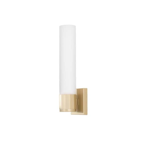 Sutton 5 in. 1-Light Soft Gold Sconce with Soft White Glass
