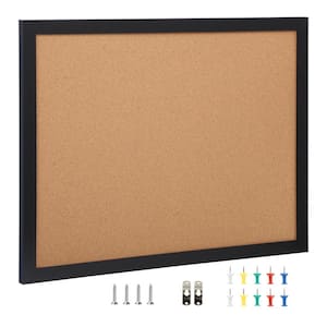 Cork Board, 23 in. x 36 in. Brown Bulletin Board with MDF Sticker Plastic Framed, Cork Memo Board