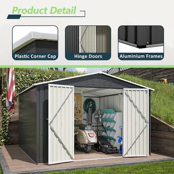 Thanaddo 10 ft. W x 10 ft. D Outdoor Metal Tool Storage Shed