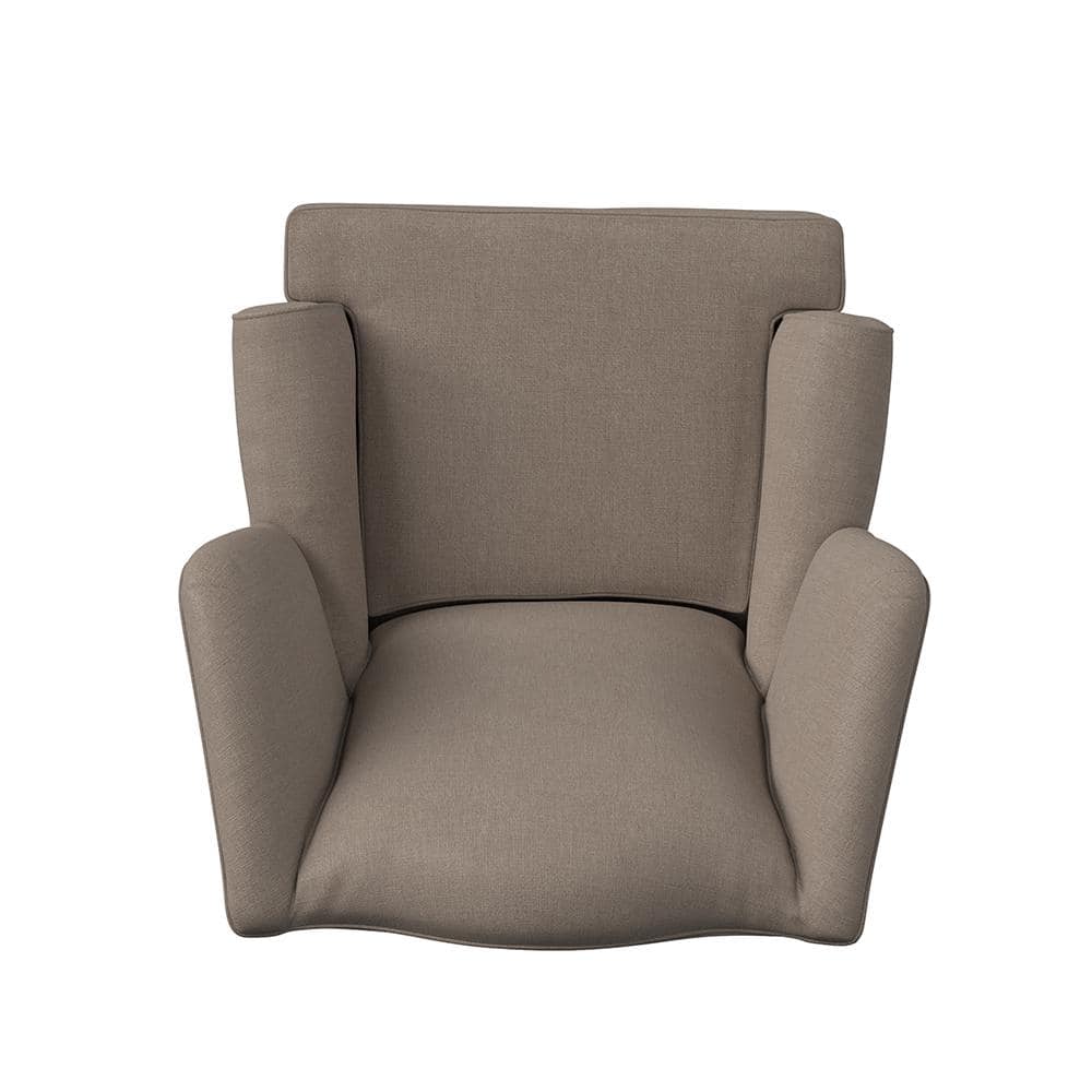 Handcrafted Beige Linen-Textured Traditional Wingback Chair
